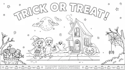 Trick-Or-Treat Coloring Pages