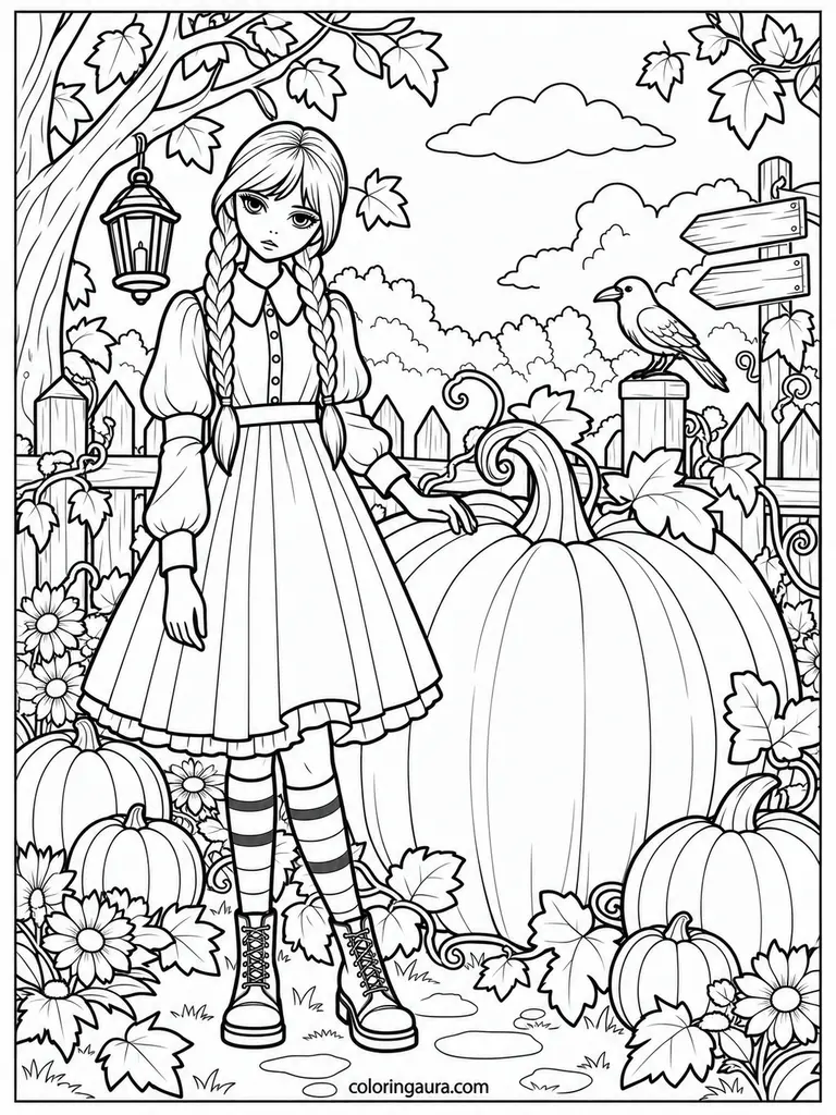 Wednesday Giant Pumpkin Coloring Page