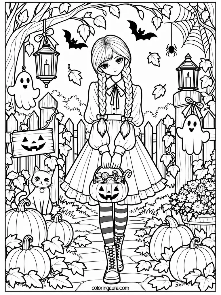 Wednesday Halloween Candy Coloring Page