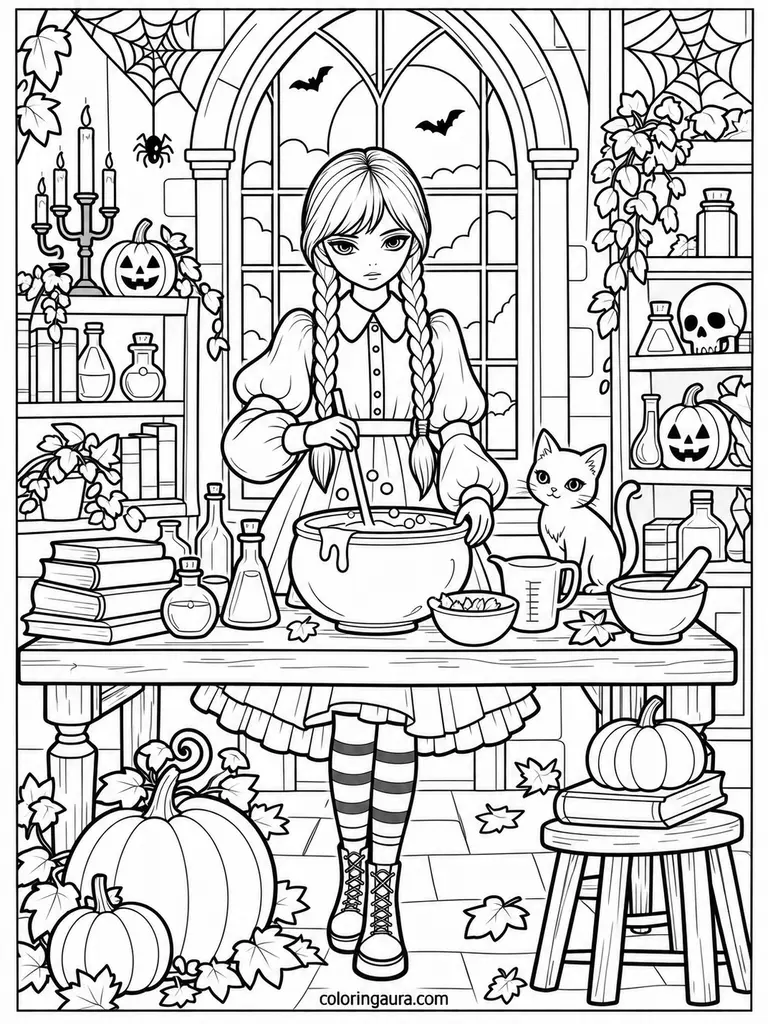 Wednesday Halloween Potion Coloring Page