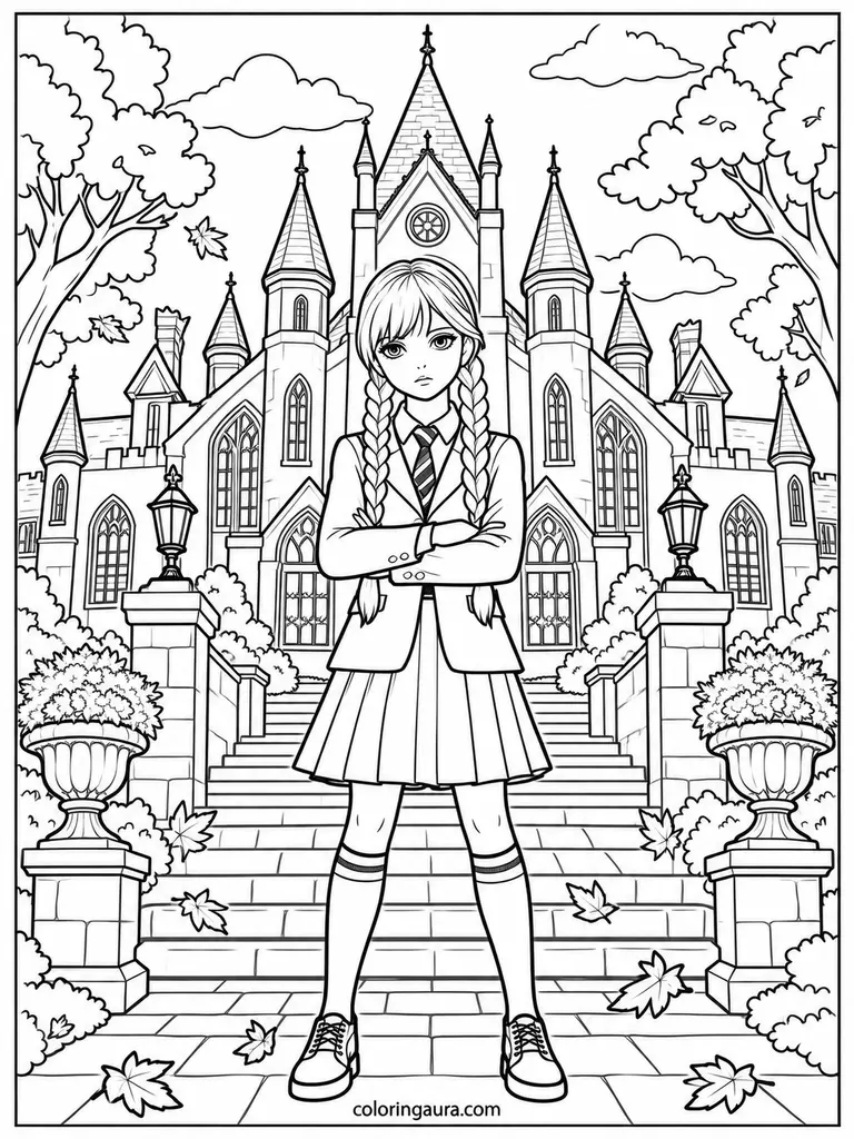 Wednesday Nevermore Academy Coloring Page