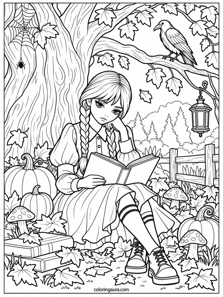 Wednesday Reading Book Coloring Page