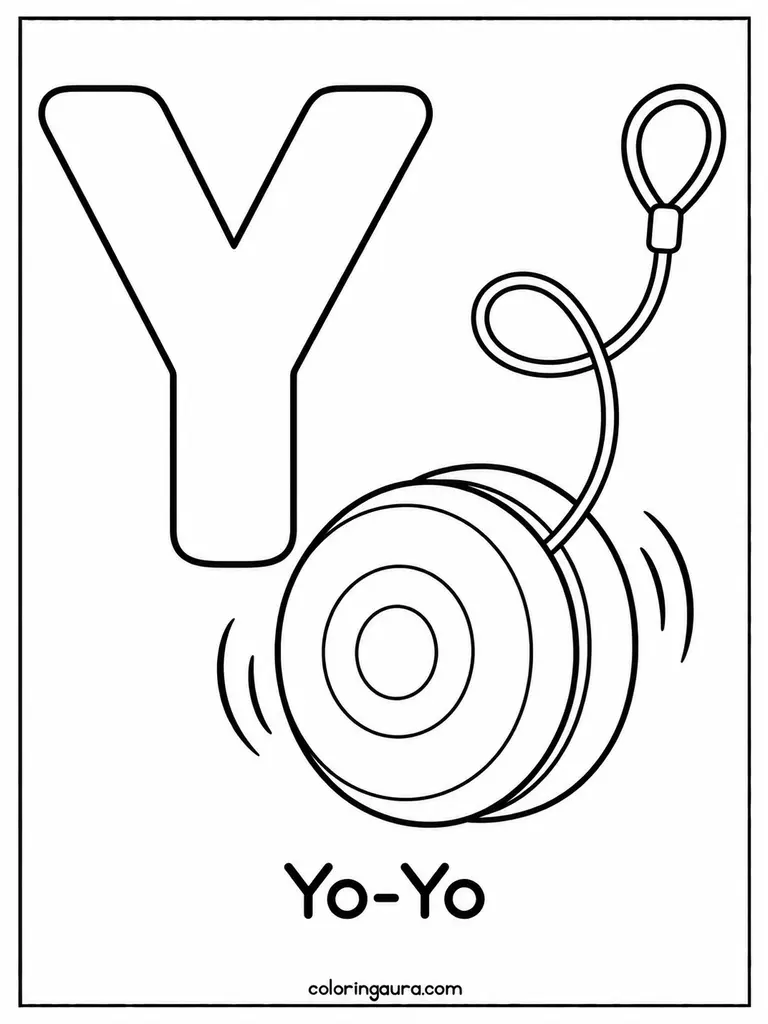 Y Is for Yo-Yo Coloring Page