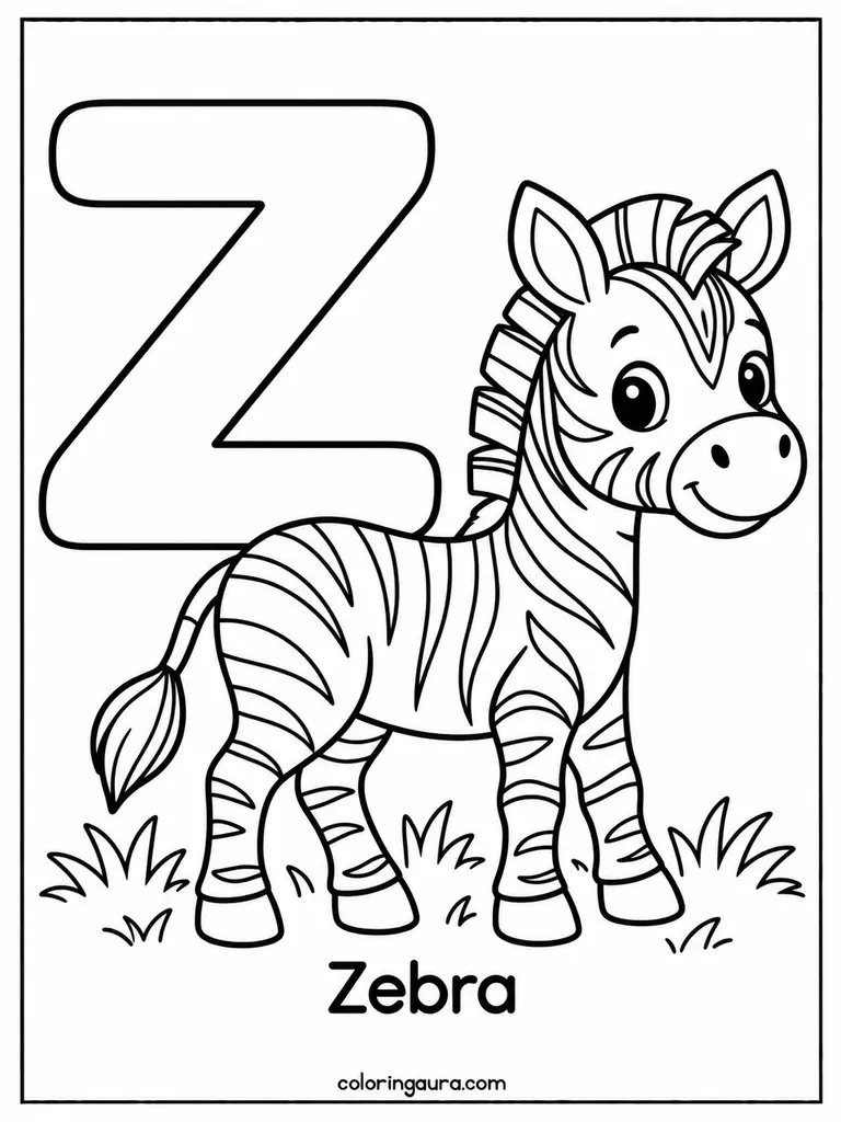 Z Is for Zebra Coloring Page
