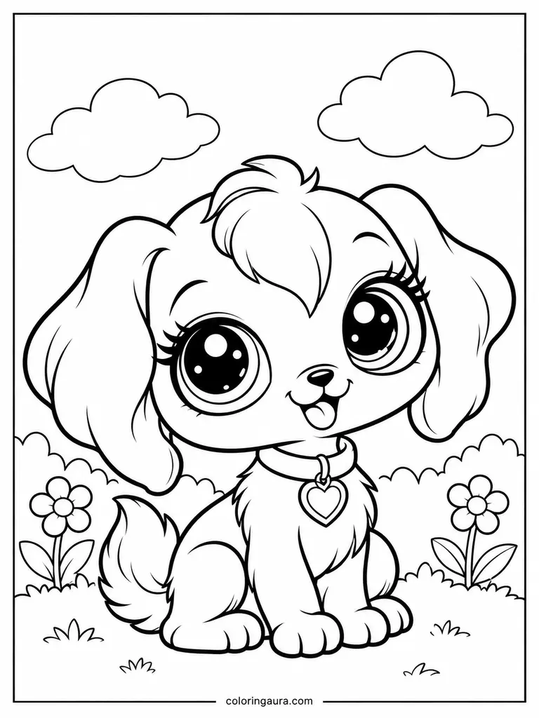 Adorable Littlest Pet Shop Puppy Coloring Page