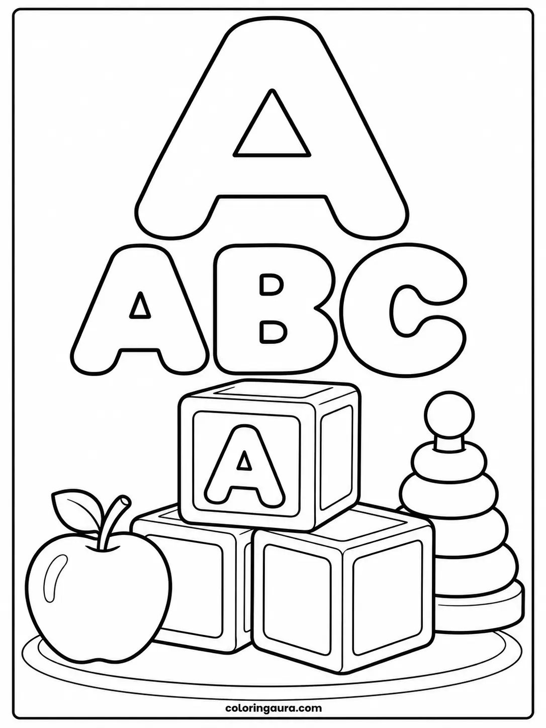 Alphabet A Building Blocks Coloring Page