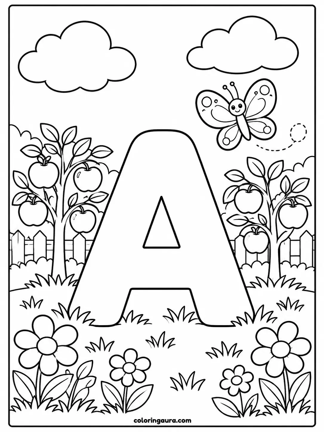 Alphabet A Garden Adventure Coloring Page