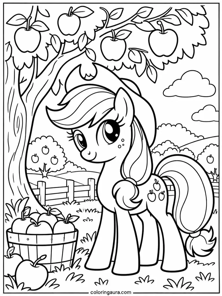 Applejack Apple Orchard Coloring Page
