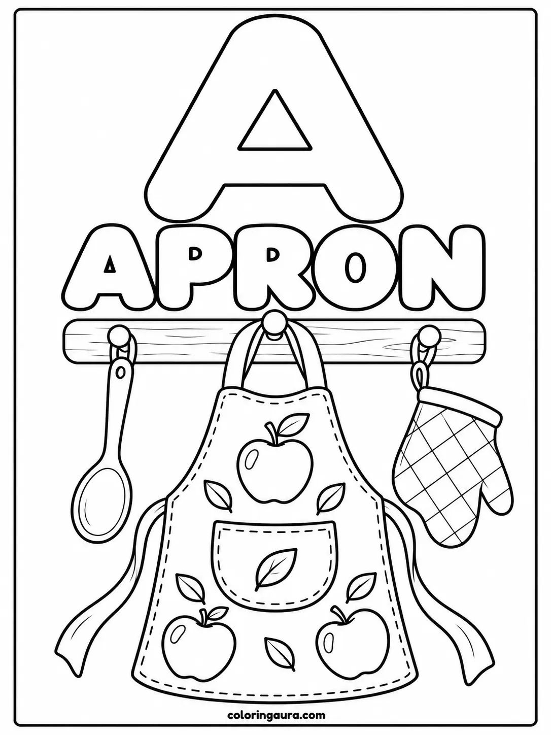 Apron with Apples Coloring Page