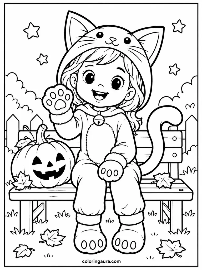 Black Cat Costume Coloring Page