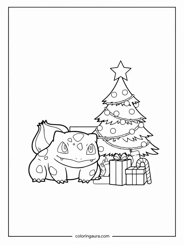 Bulbasaur Christmas Tree Coloring Page