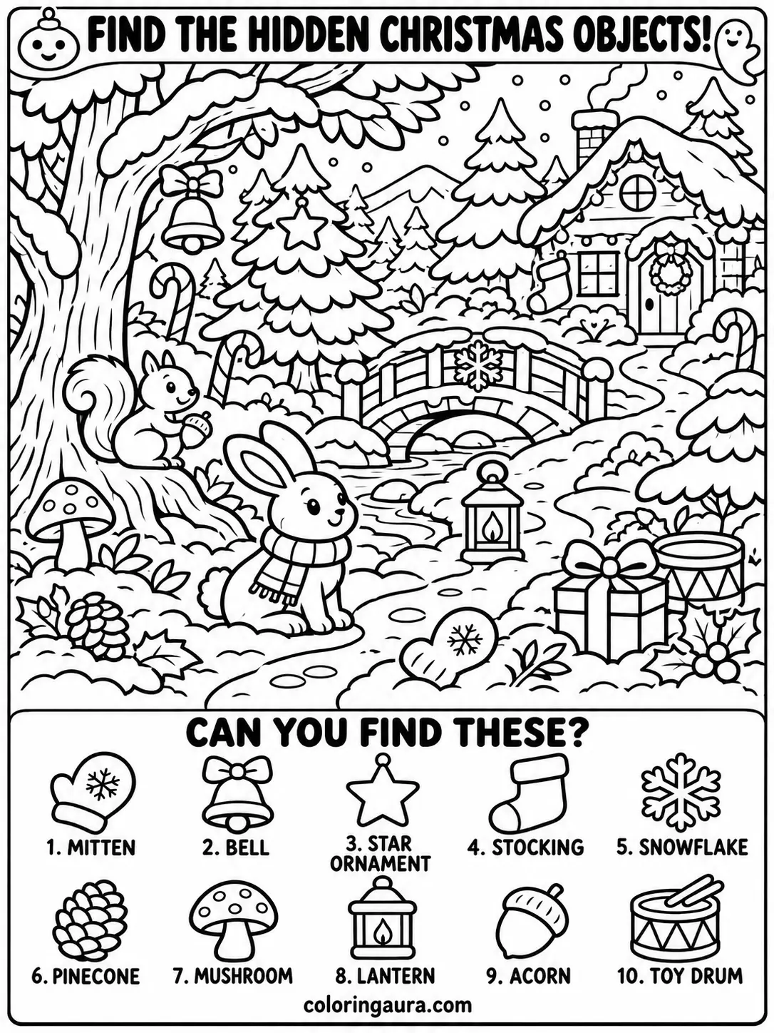 Christmas Candy Cane Forest Coloring Page