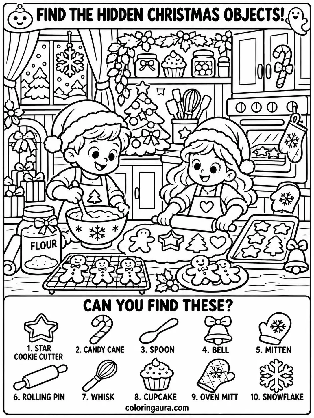 Christmas Cookie Baking Coloring Page