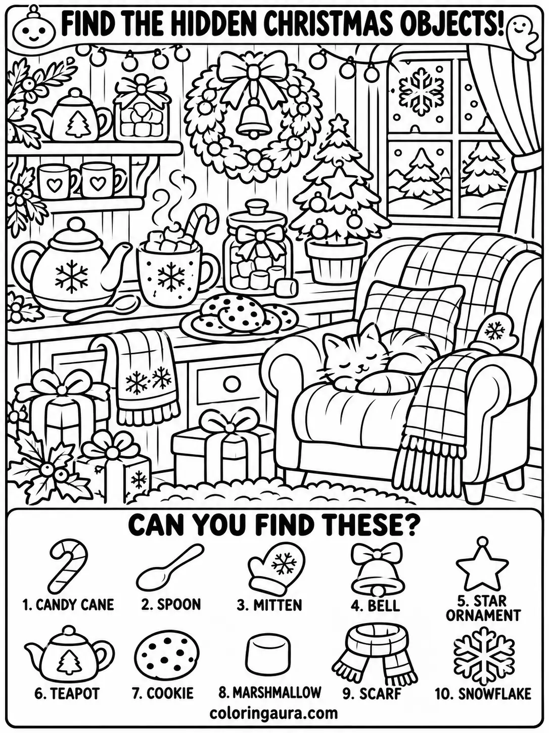 Christmas Hot Chocolate Corner Coloring Page