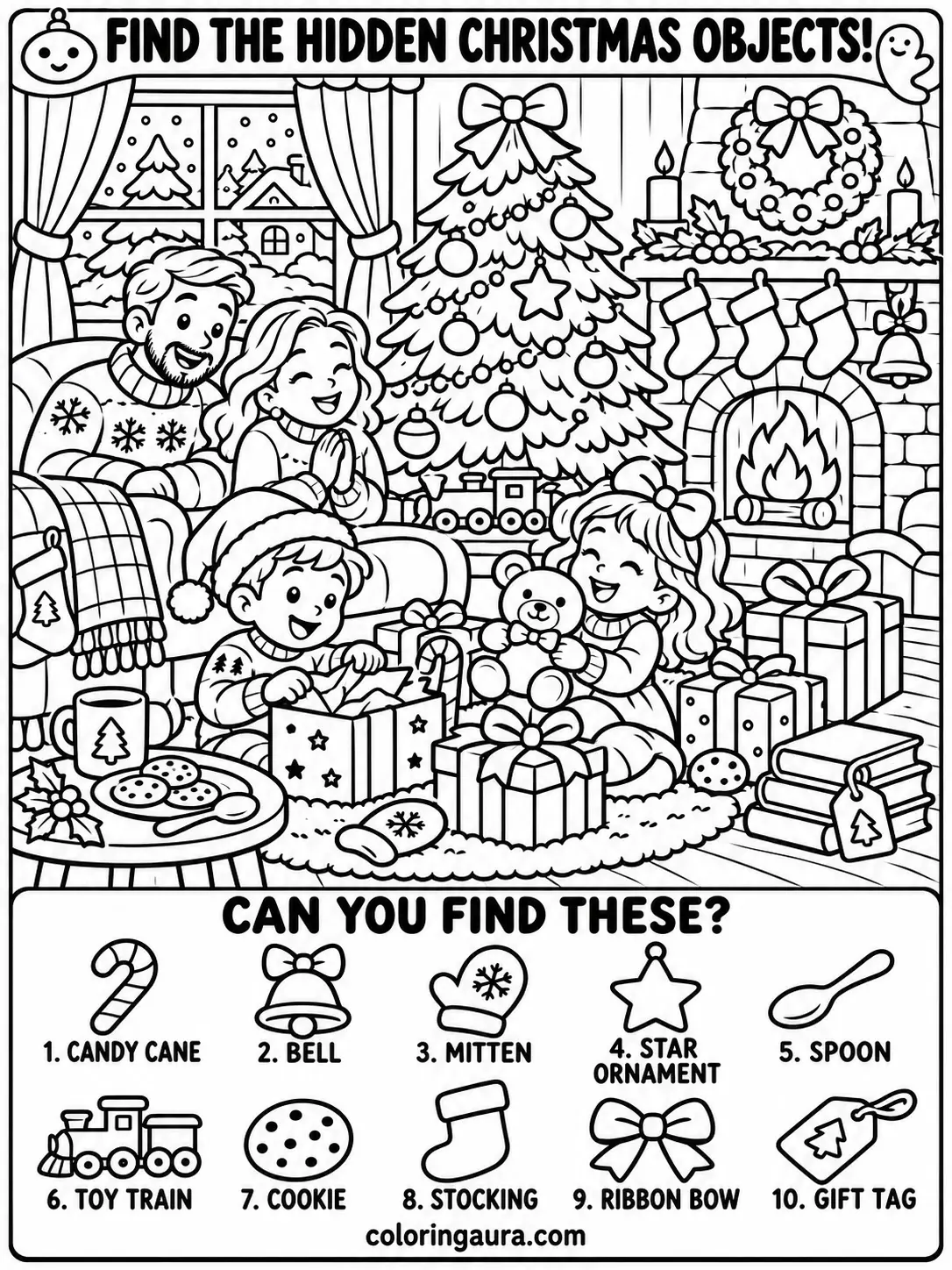 Christmas Seek and Find Coloring Pages