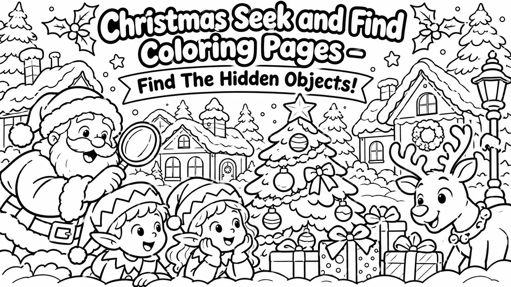 Christmas Seek and Find Coloring Pages – Find The Hidden Objects!