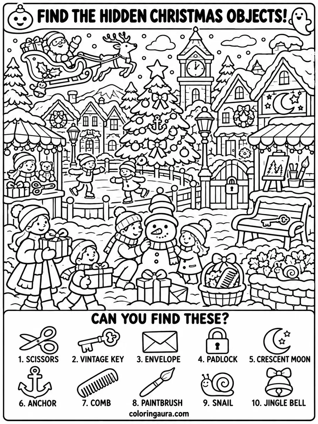 Christmas Town Festival Coloring Page