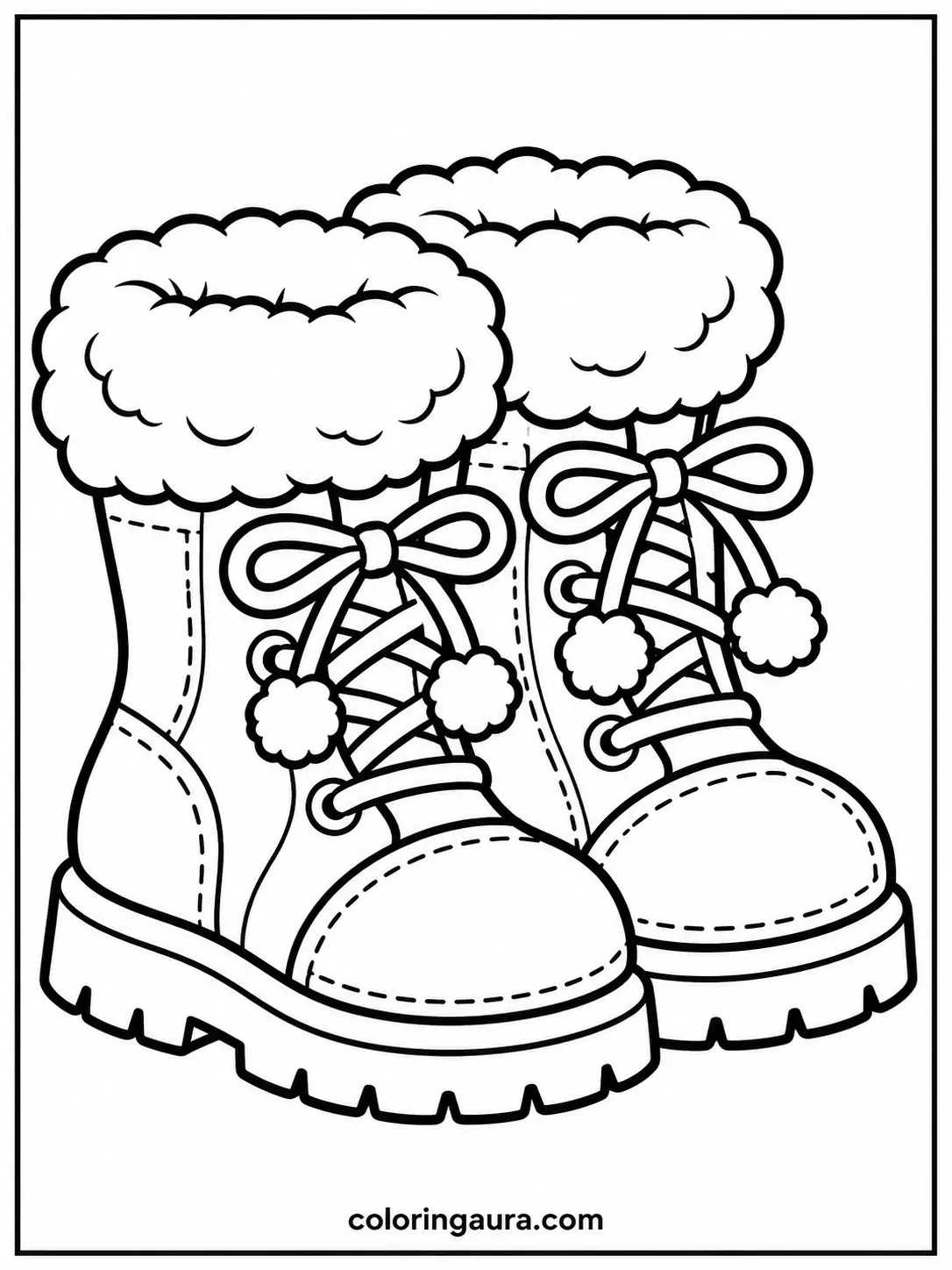 Cozy Winter Boots Coloring Page