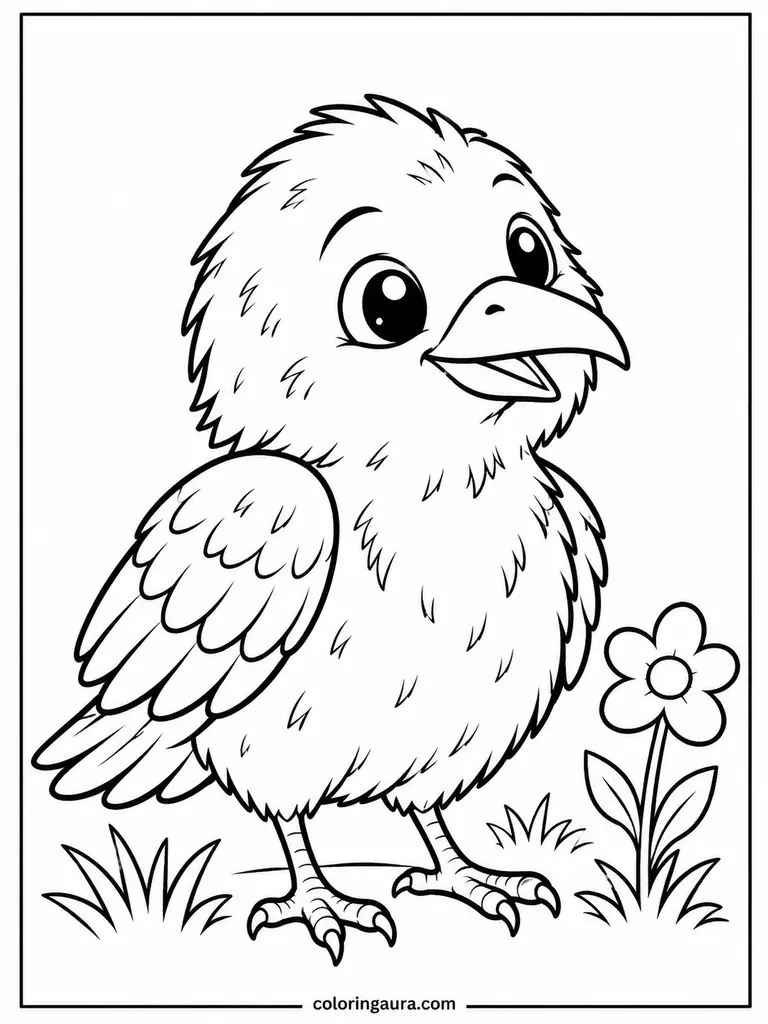 Cute Baby Raven Coloring Page