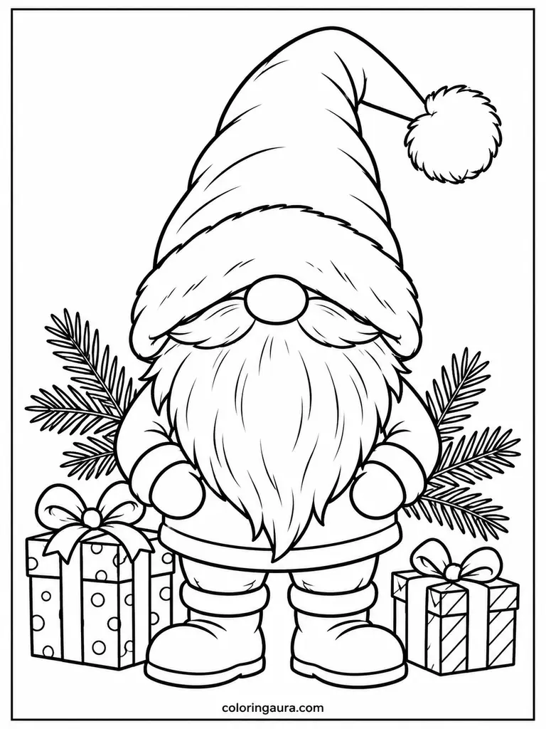 Cute christmas gnome coloring pages