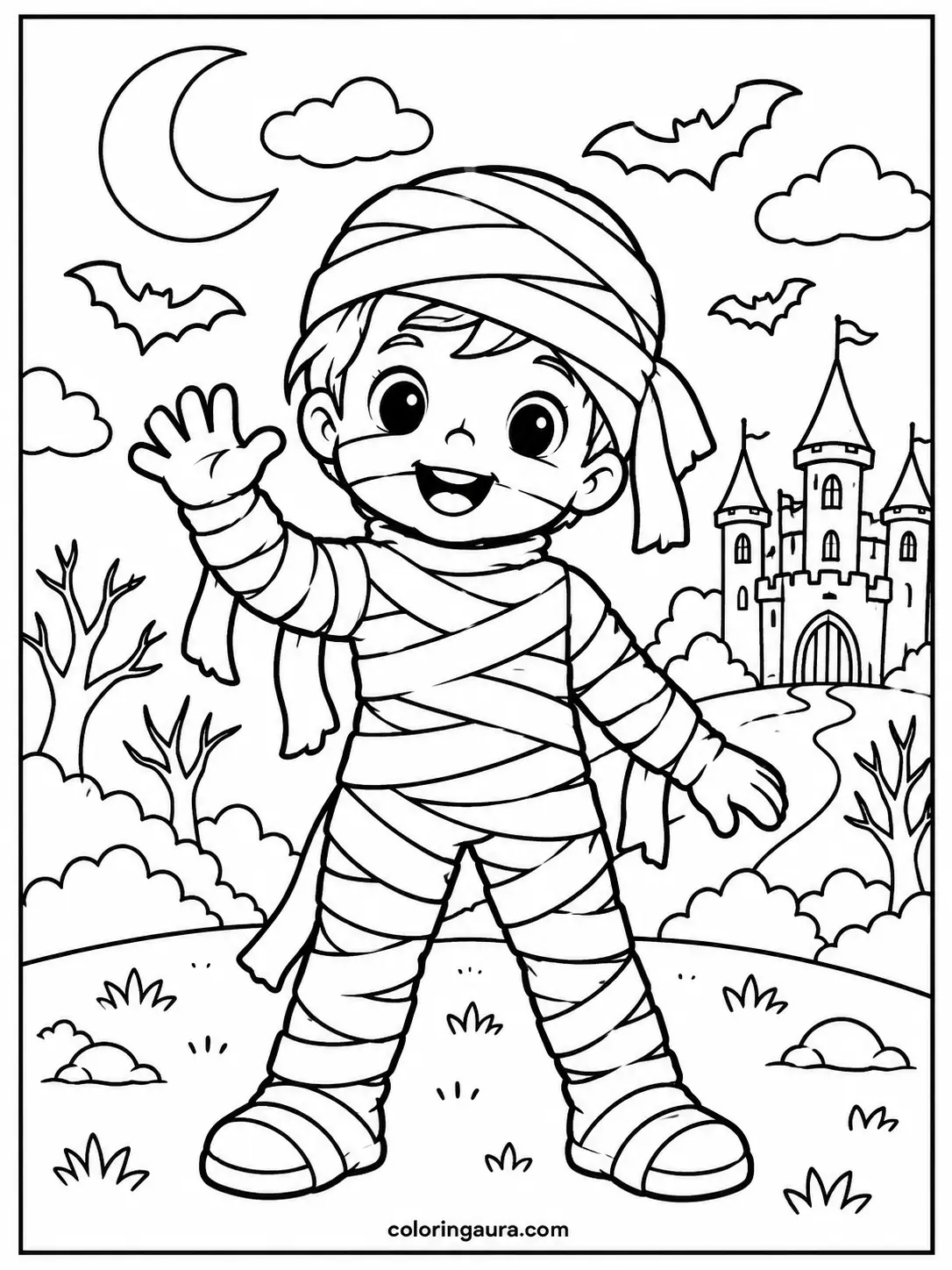 Cute Mummy Costume Coloring Page