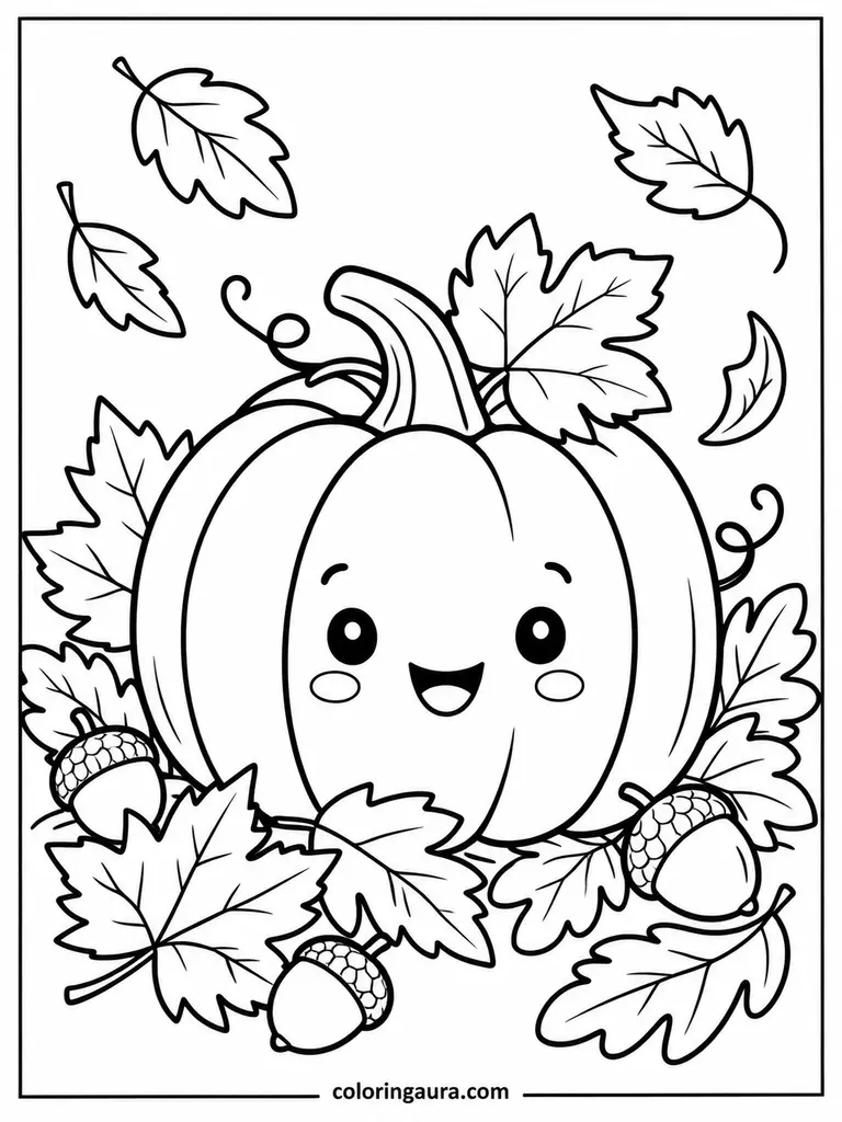 Cute Pumpkin October Coloring Page