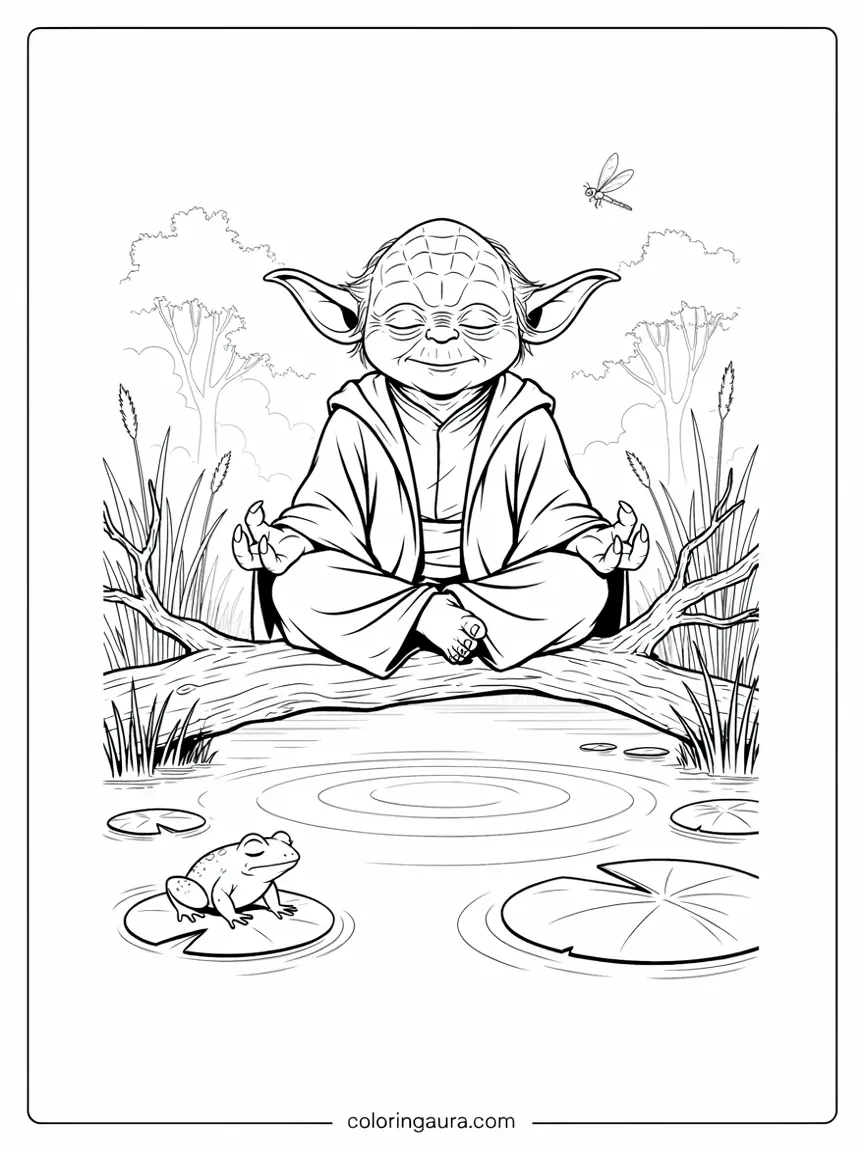 Yoda Meditating Coloring Page