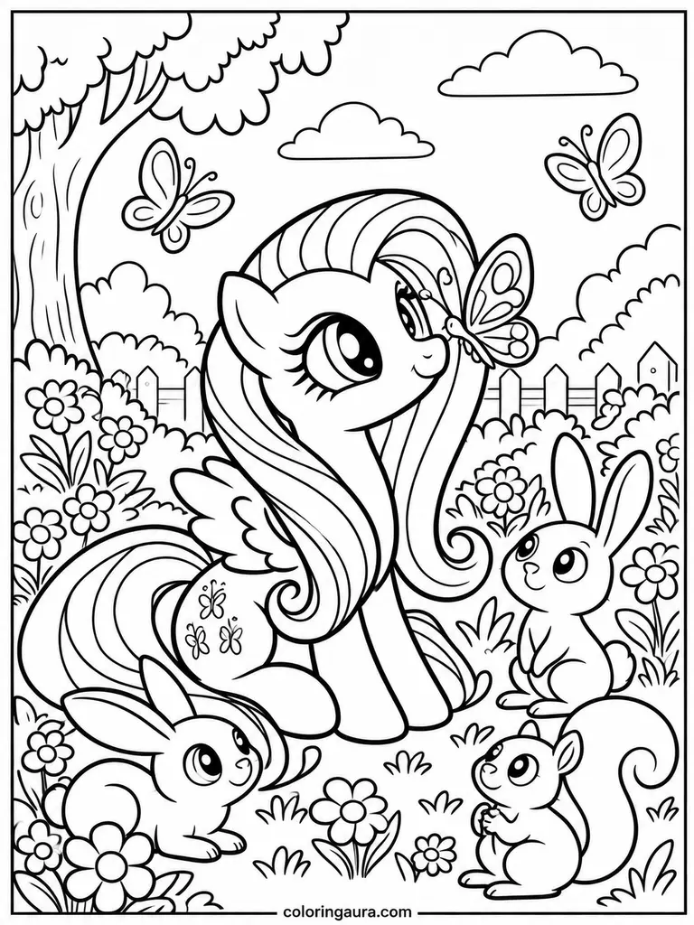 Fluttershy Garden Coloring Page