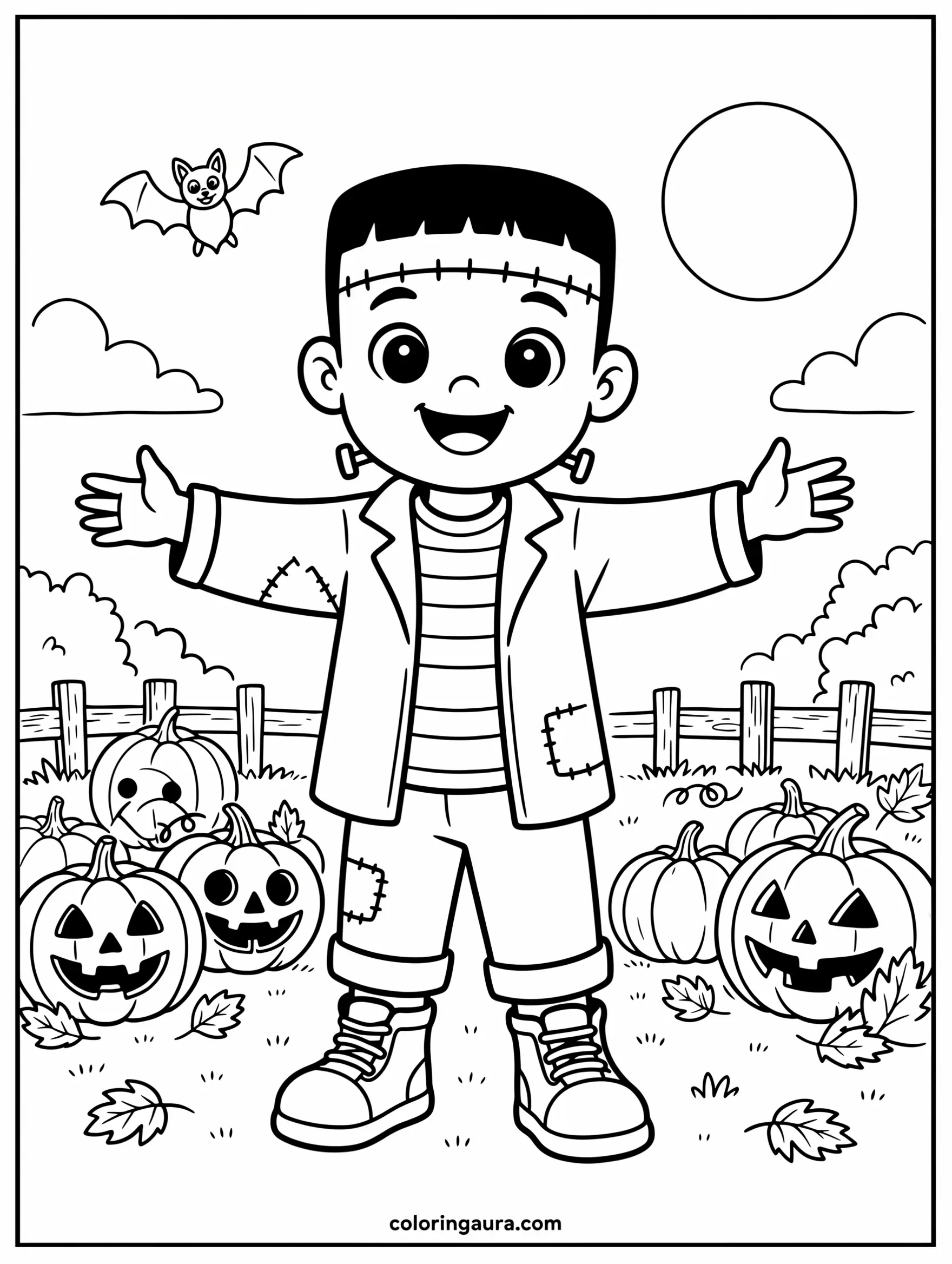 Friendly Frankenstein Costume Coloring Page