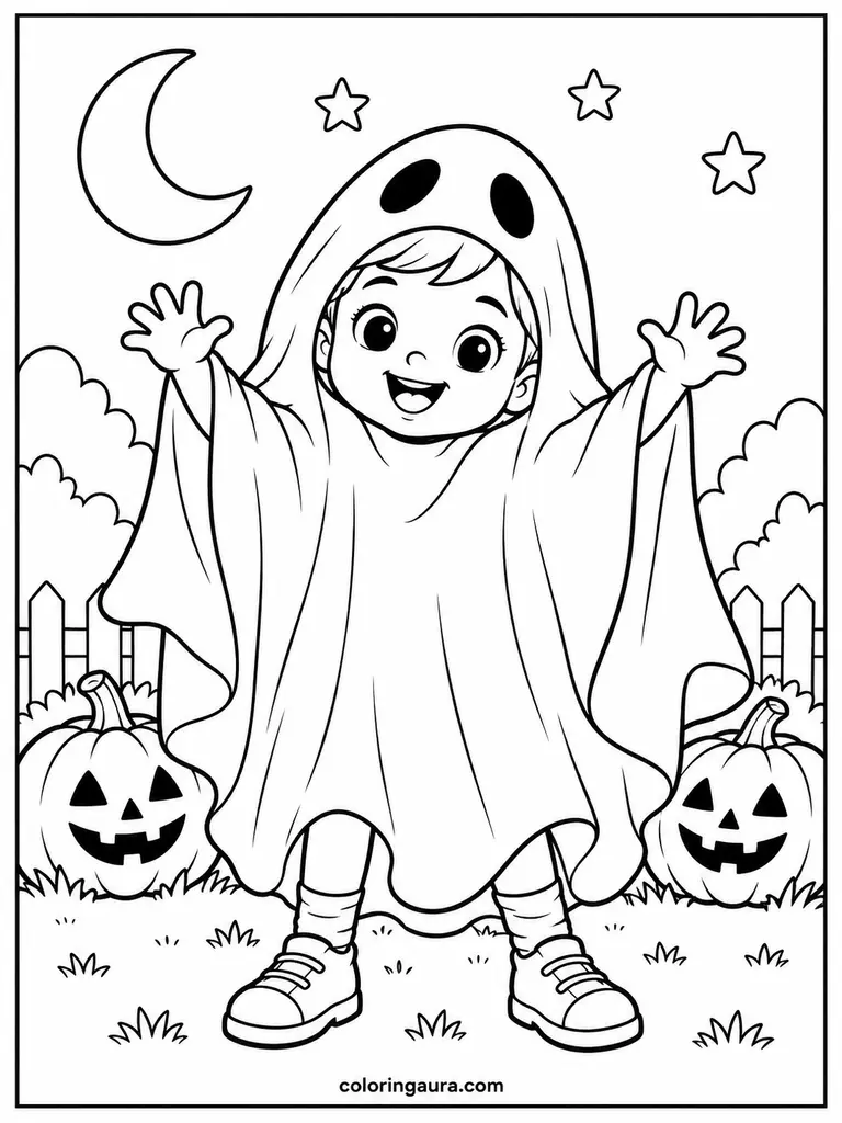 Friendly Ghost Costume Coloring Page