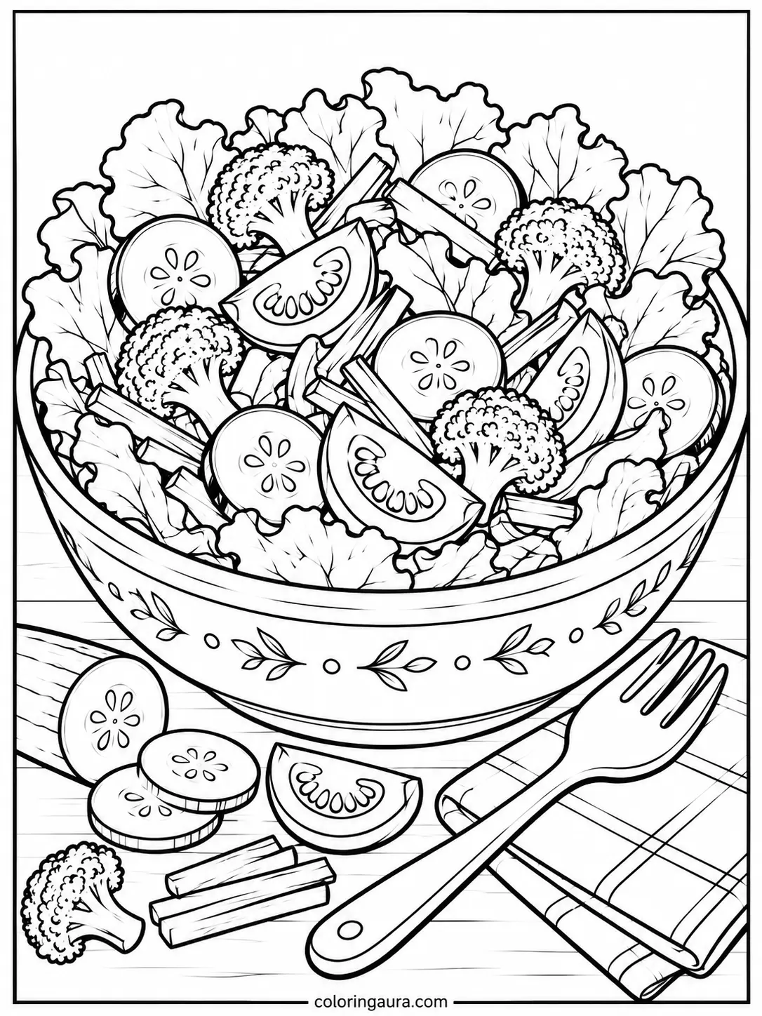 Garden Salad Bowl Coloring Page