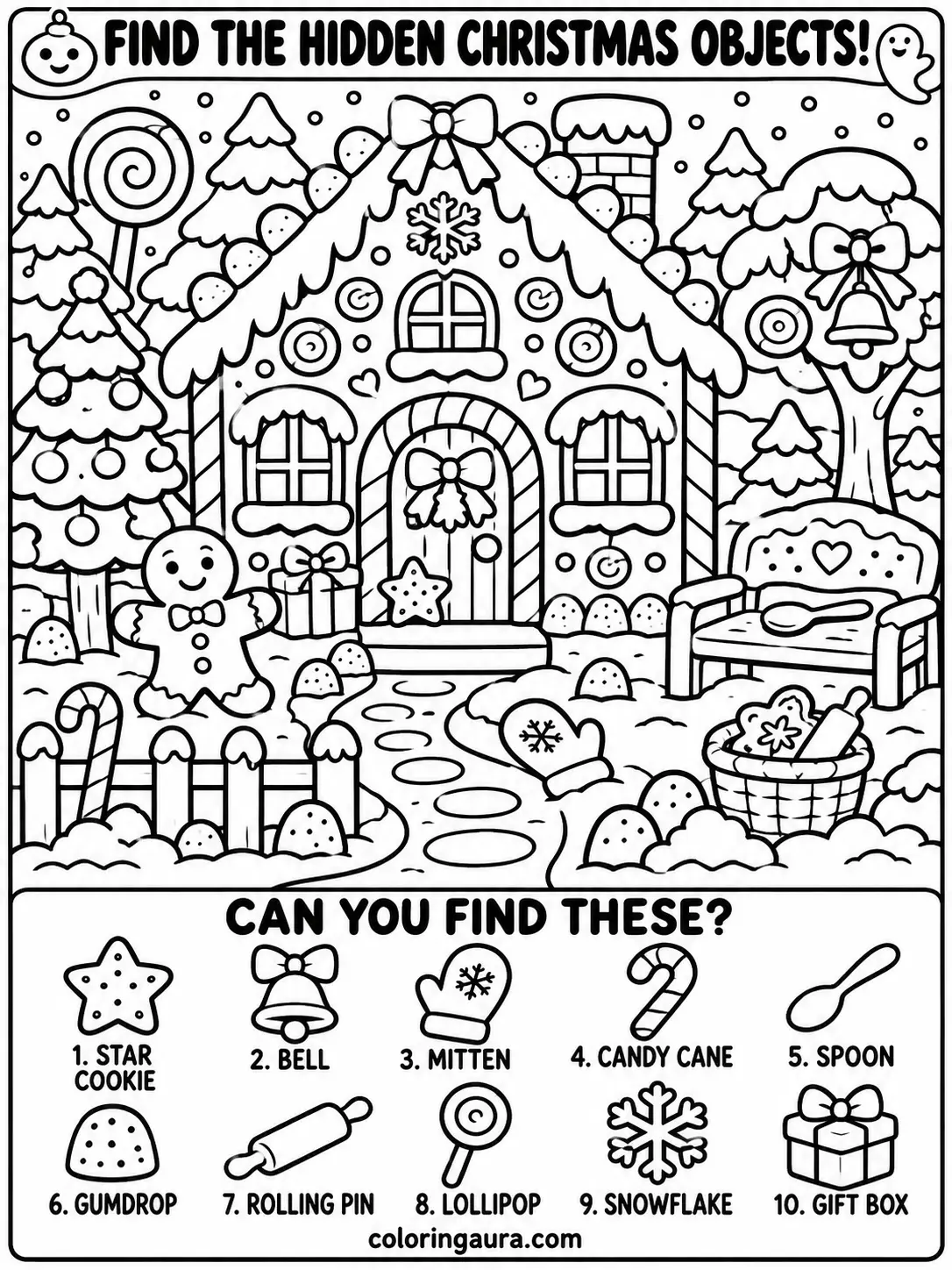 Gingerbread House Christmas Coloring Page