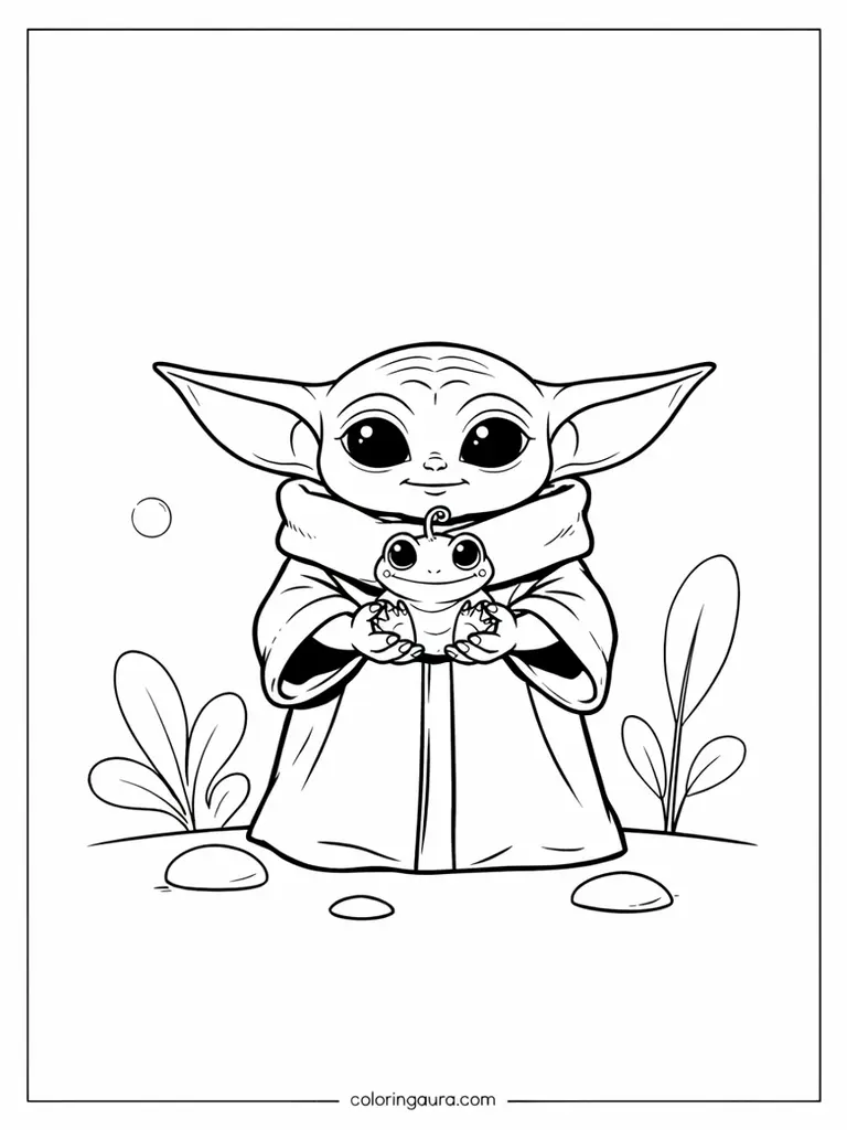 Grogu Frog Coloring Page