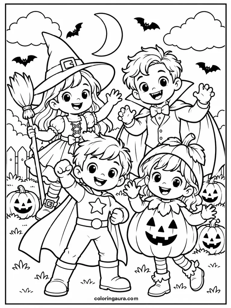 Halloween Costume Parade Coloring Page