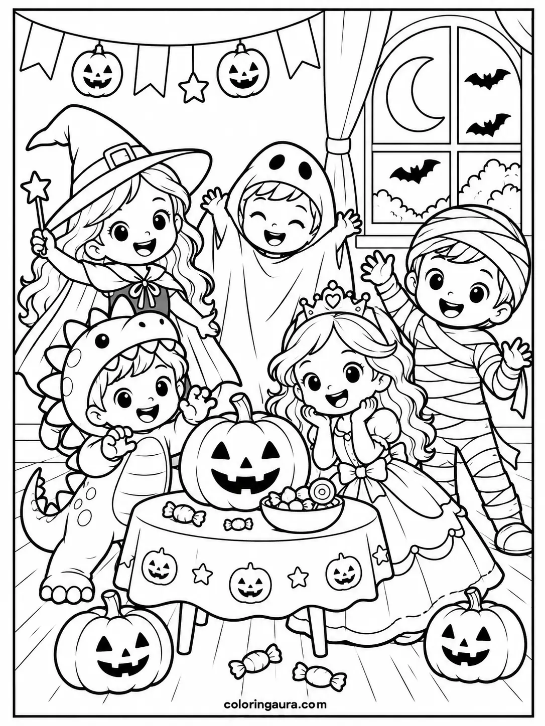 Halloween Costume Party Coloring Page
