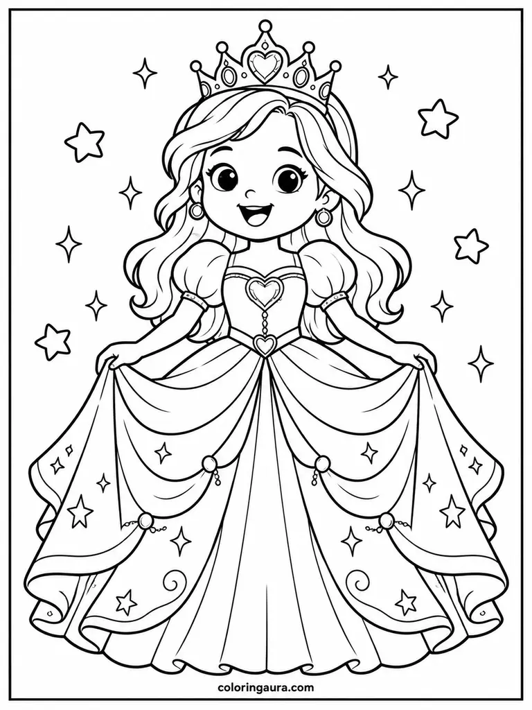 Halloween Princess Costume Coloring Page