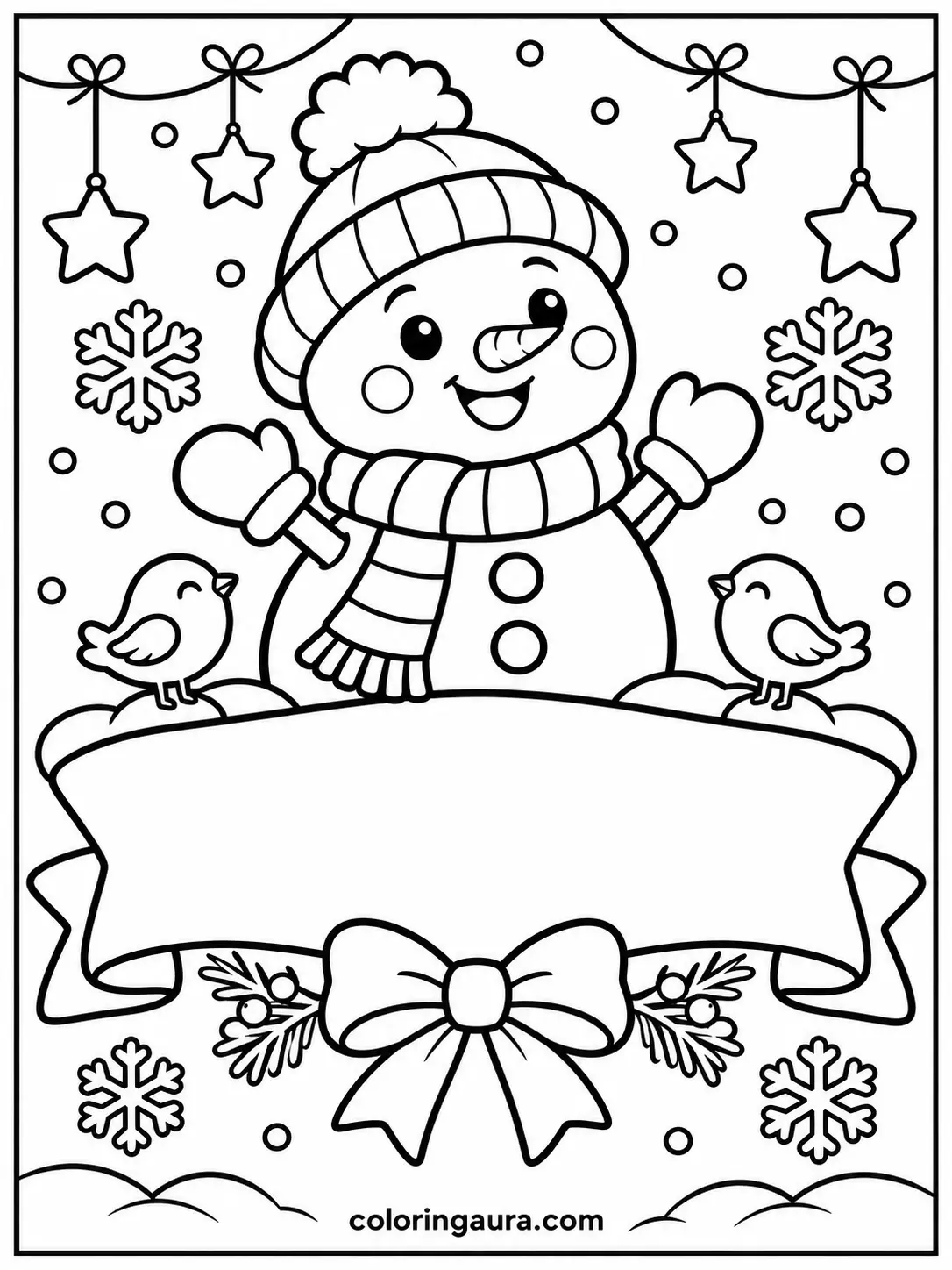 January Winter Snowman Coloring Page