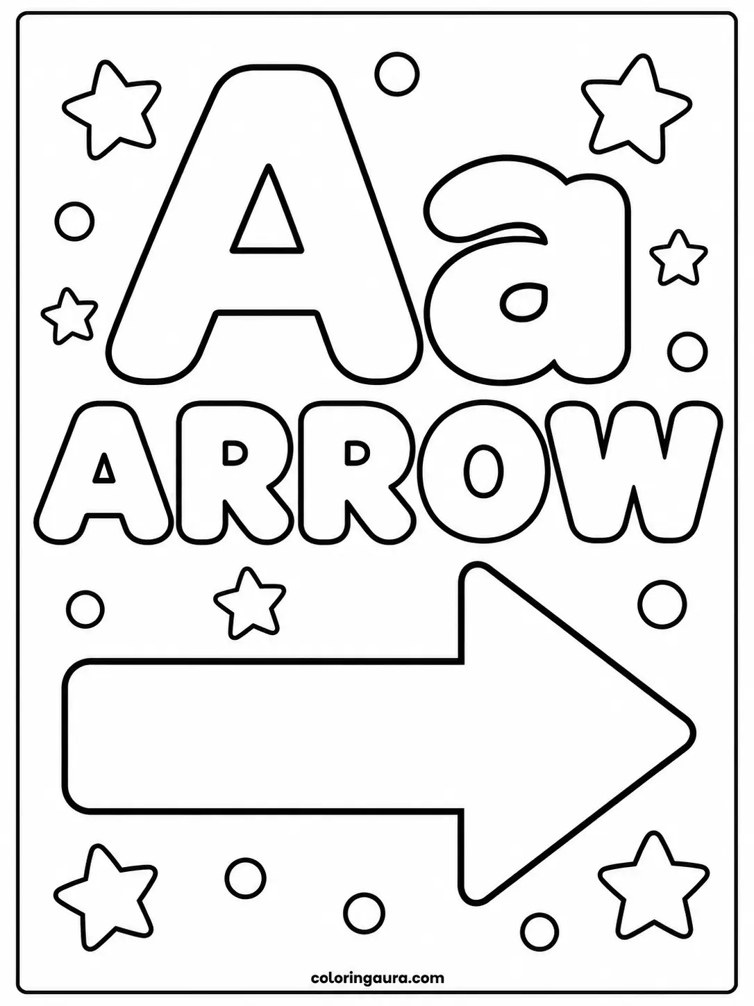 Letter A and Arrow Coloring Page