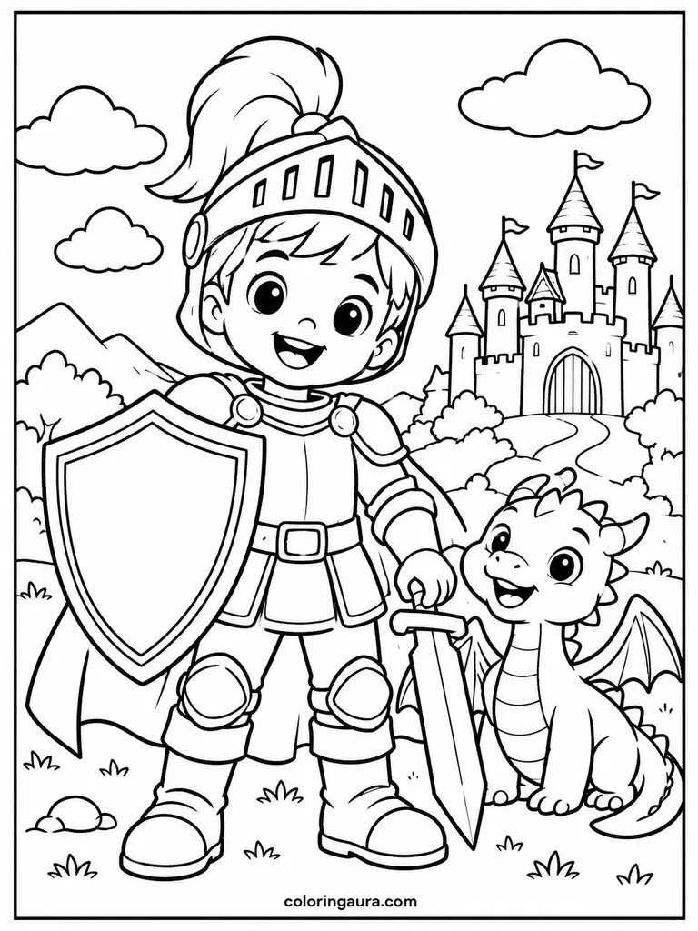 Little Knight Costume Coloring Page