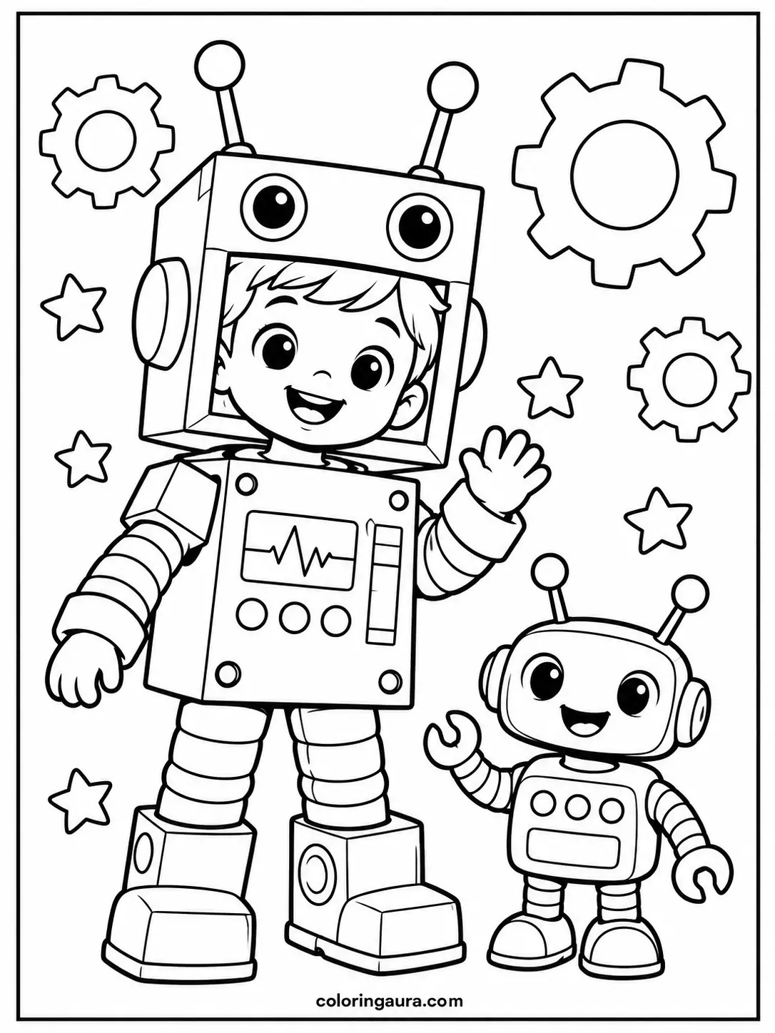 Little Robot Costume Coloring Page