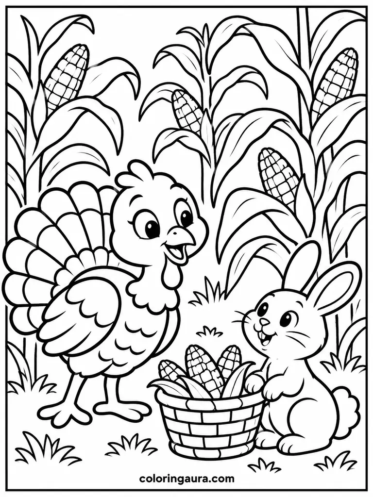 Little Turkey Exploring a Cornfield