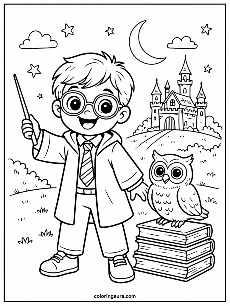Little Wizard Costume Coloring Page