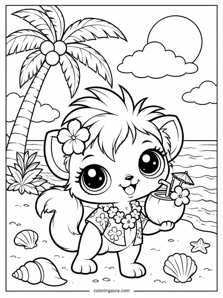 Littlest Pet Shop Beach Day Coloring Page