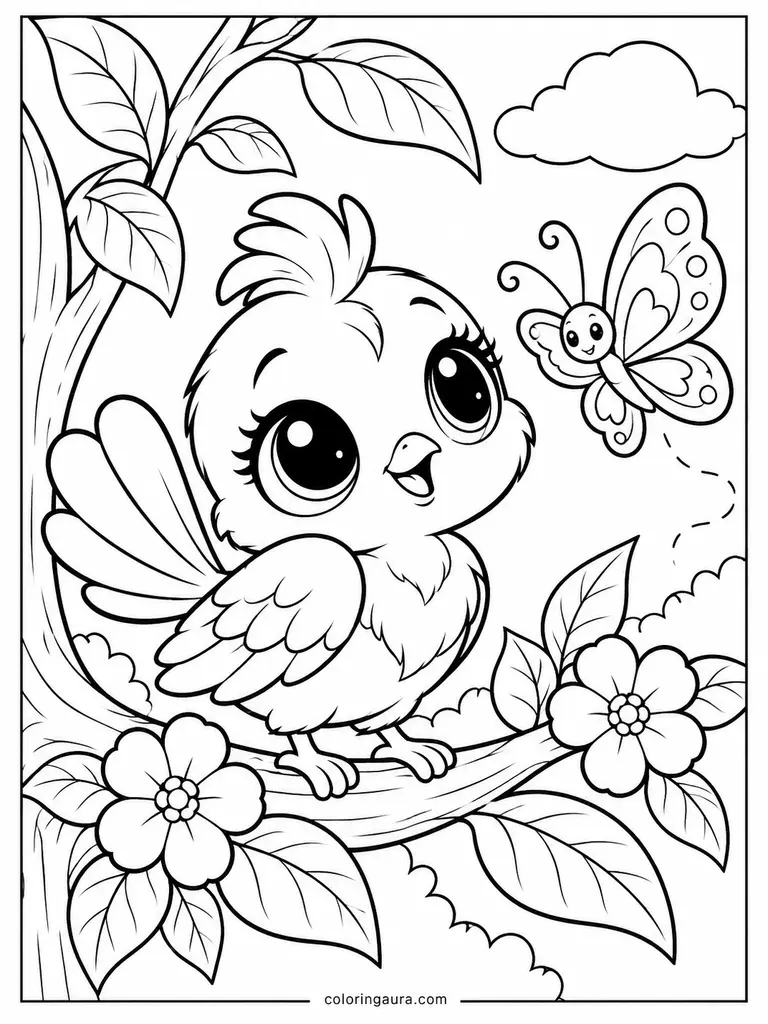 Littlest Pet Shop Bird on a Branch Coloring Page