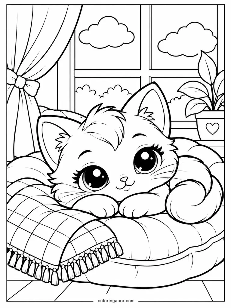 Littlest Pet Shop Cat Relaxing Coloring Page