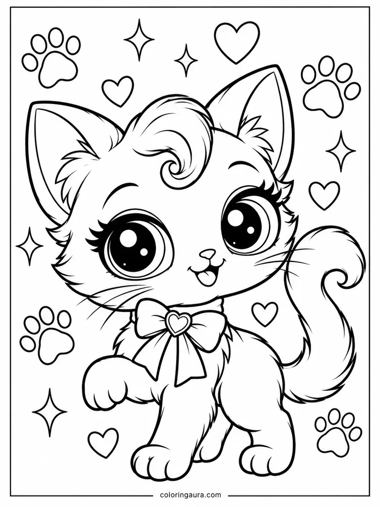 Littlest Pet Shop Fashionable Kitten Coloring Page