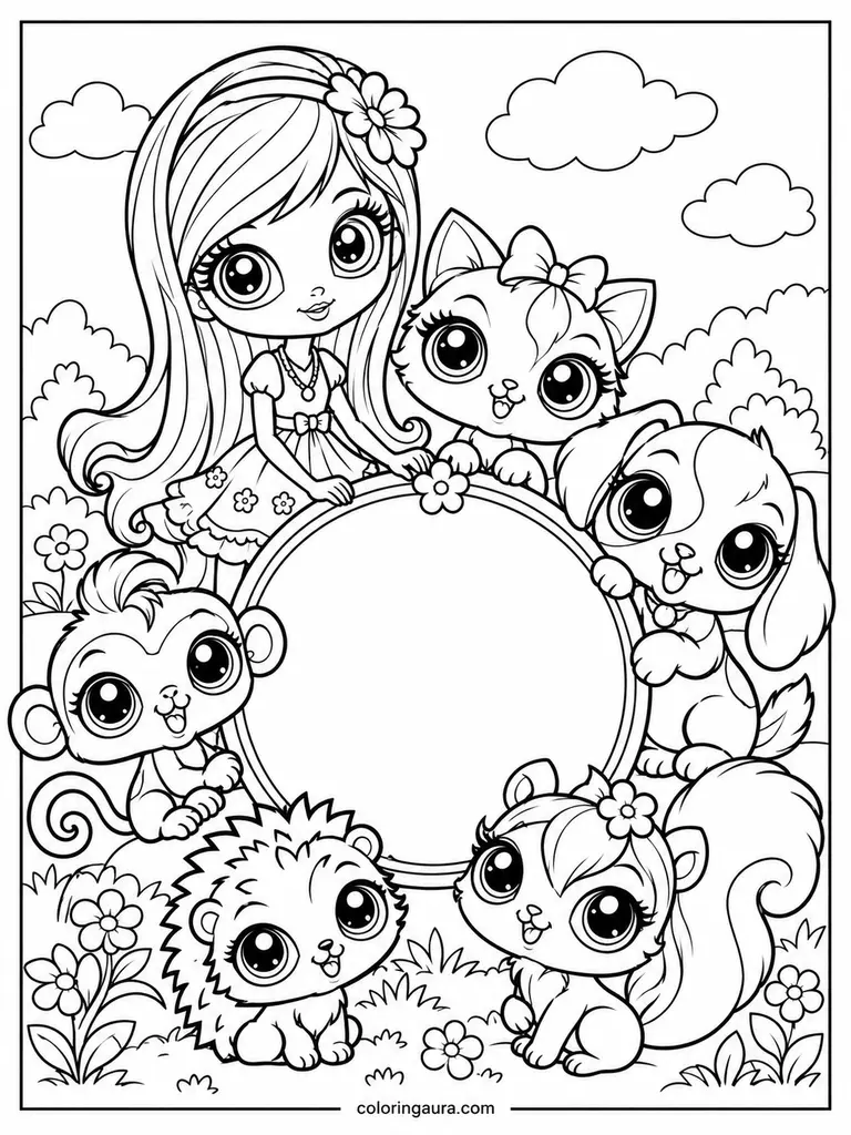 Littlest Pet Shop Friends Coloring Page