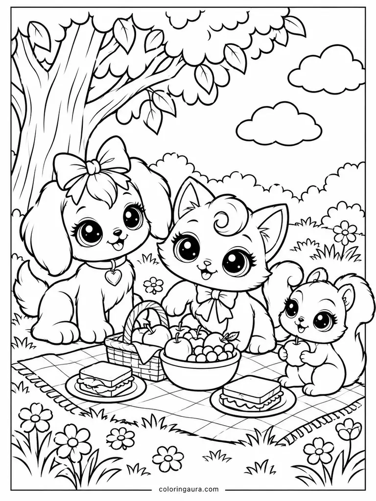 Littlest Pet Shop Picnic Friends Coloring Page