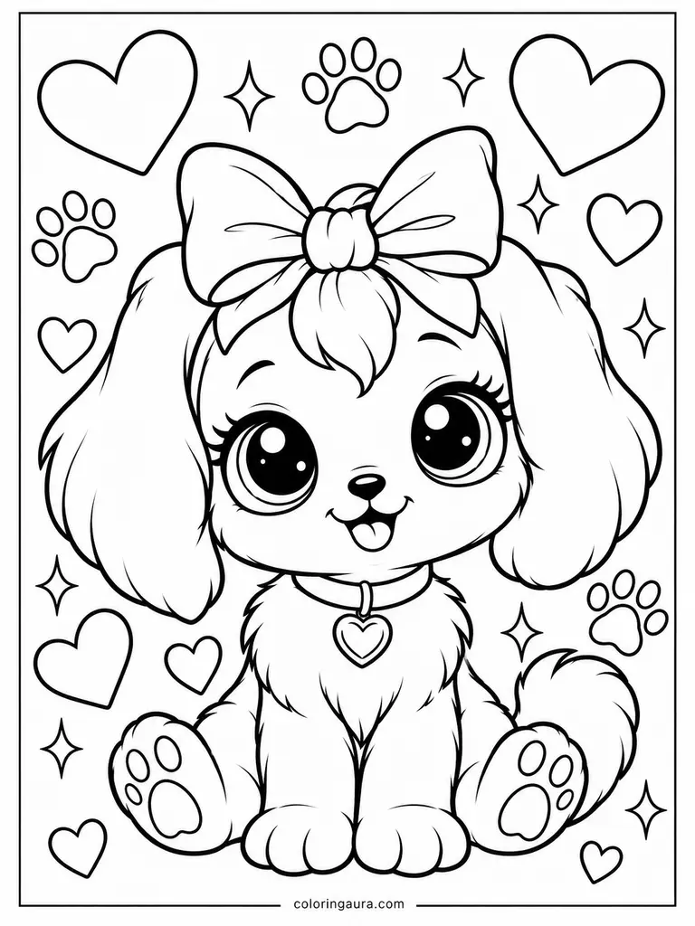 Littlest Pet Shop Puppy with Bow Coloring Page