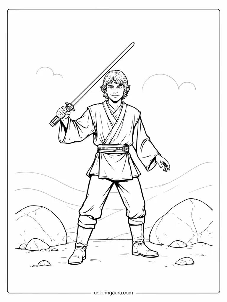 Luke Skywalker Lightsaber Coloring Page